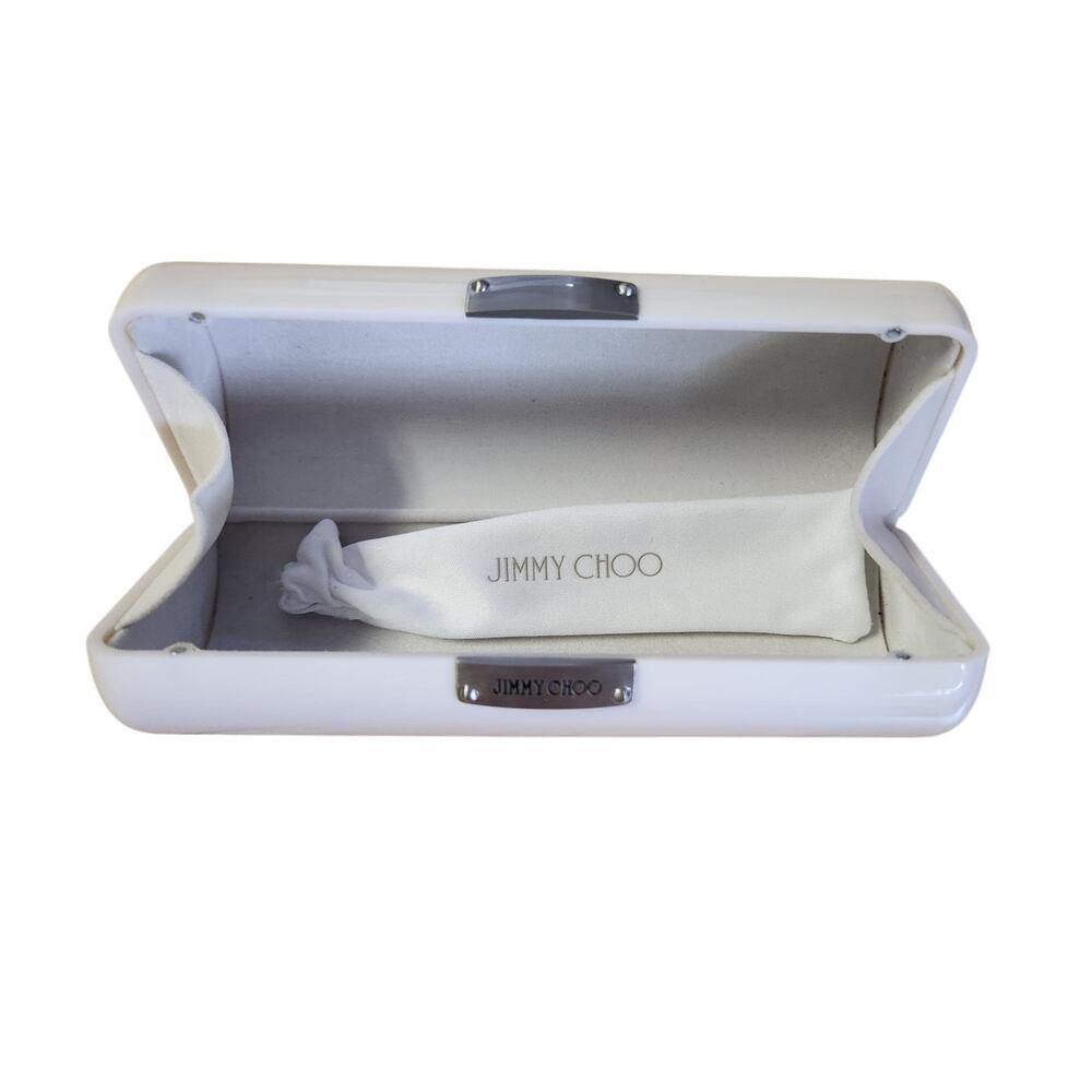 Jimmy Choo White Sunglass Hard Case Felt Lined Magnetic Closure